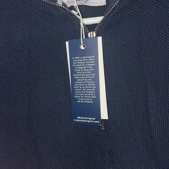 ORIGINAL PENGUIN Golf Men's pique 1/4 zip pullover in DARK SAPPHIRE sz SMALL-NWT - Picture 7 of 8